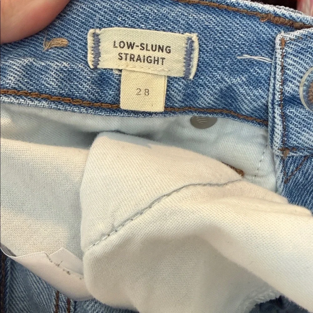 Madewell Light Blue Denim Jeans Low Slung Straight Jean Crossover Waist - Picture 7 of 16